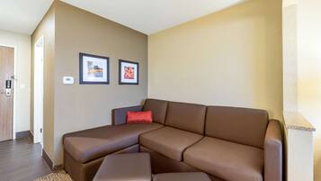 Premium bedding, pillow-top beds, desk, laptop workspace