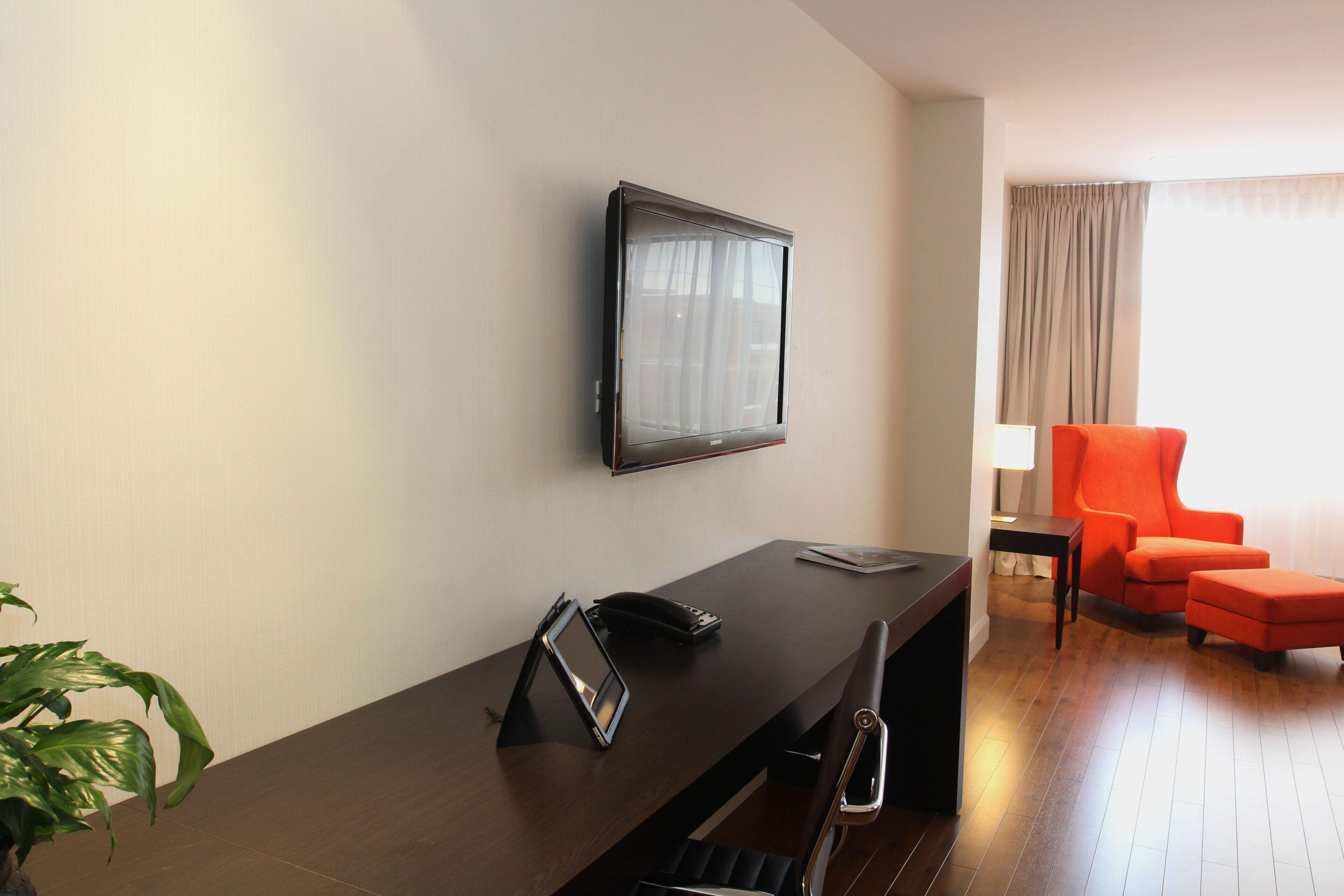 room one king with sofa queen murphy bed | living area | plasma tv