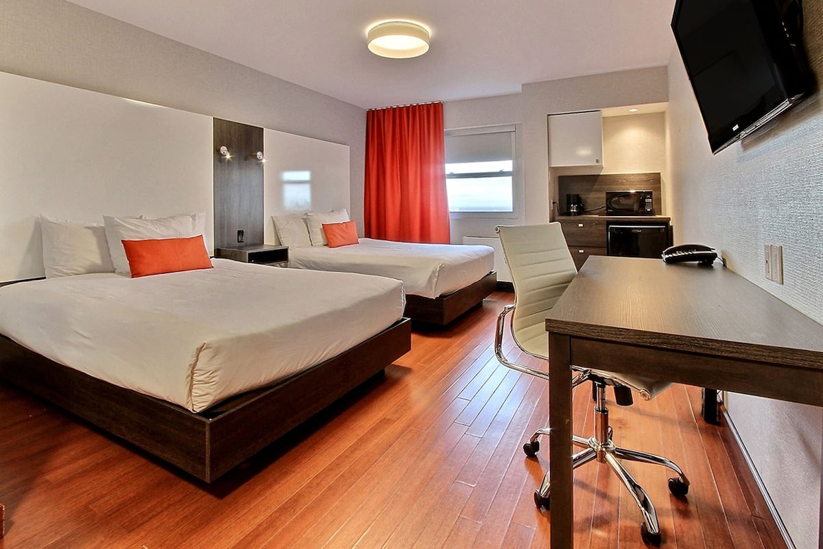 Standard Room, 2 Queen Beds | Desk, iron/ironing board, WiFi (free), bed sheets