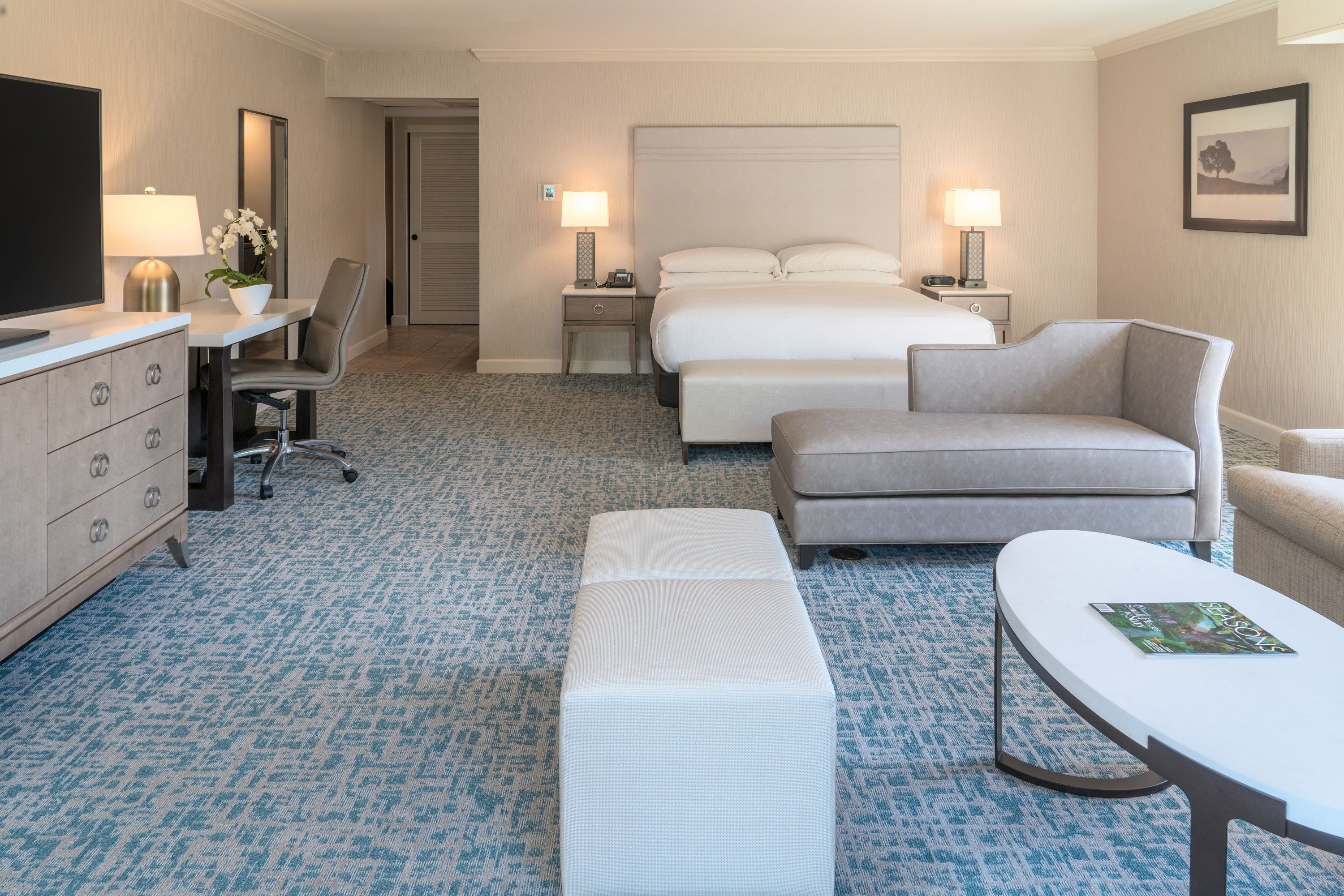 Premium bedding, down comforters, in-room safe, desk
