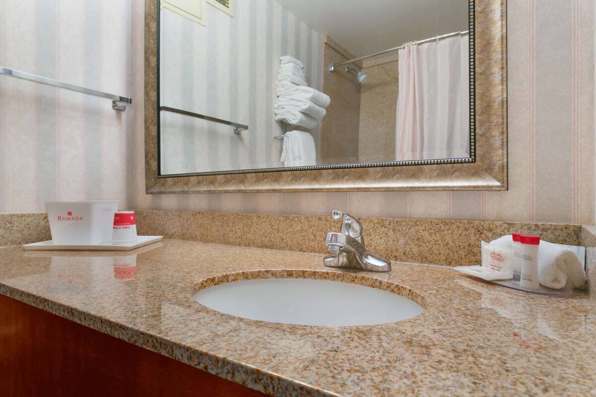 free toiletries, hair dryer, towels