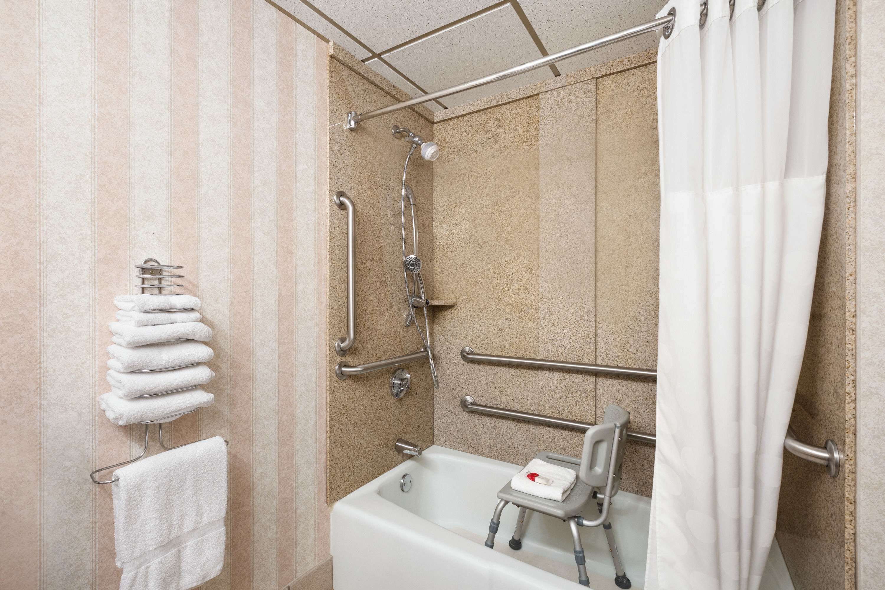 free toiletries, hair dryer, towels