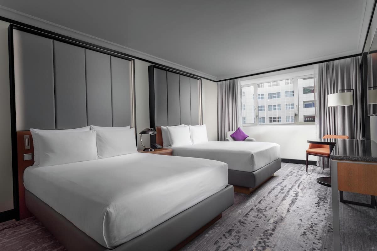 In-room safe, laptop workspace, blackout drapes, soundproofing