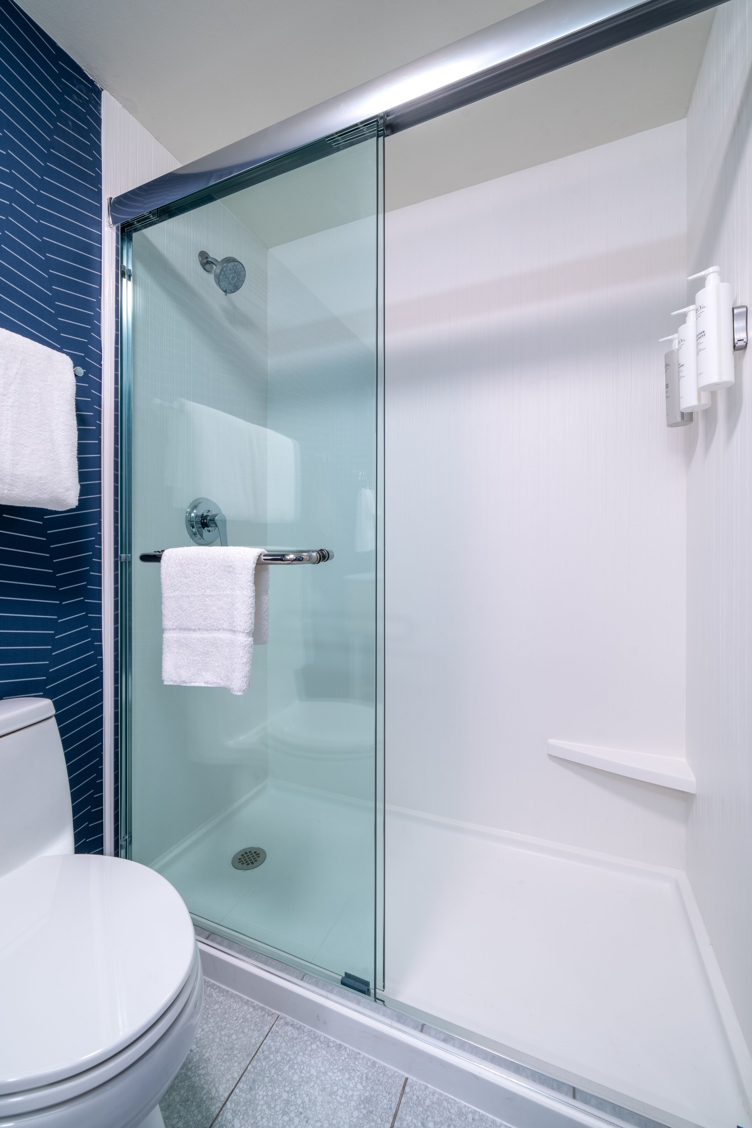 combined shower/bathtub, eco-friendly toiletries, hair dryer, towels
