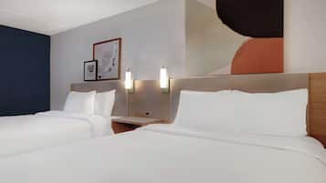 Hypo-allergenic bedding available, desk, laptop workspace