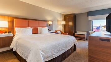 Premium bedding, desk, blackout drapes, iron/ironing board