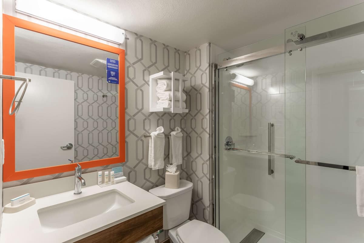 free toiletries, hair dryer, towels