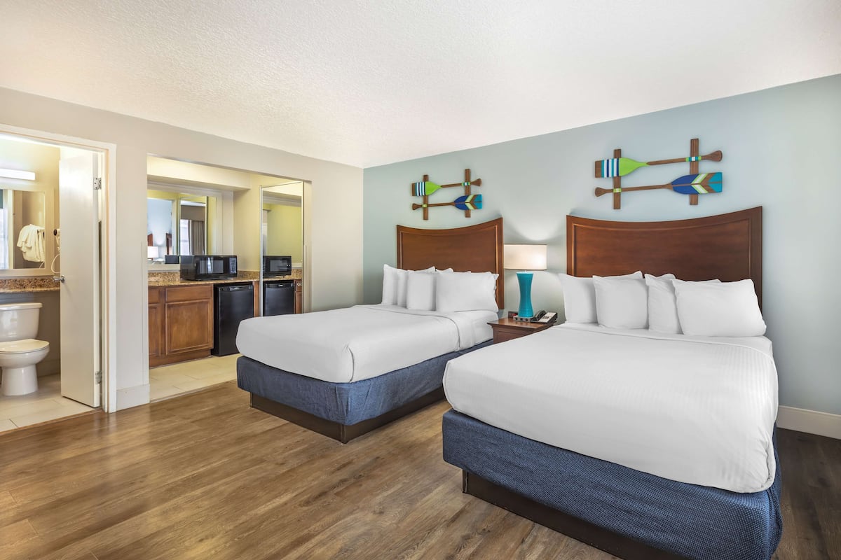 Standard Room, 2 Double Beds, Non Smoking | Pillowtop beds, desk, laptop workspace, blackout drapes