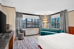 Premium bedding, pillowtop beds, desk, laptop workspace