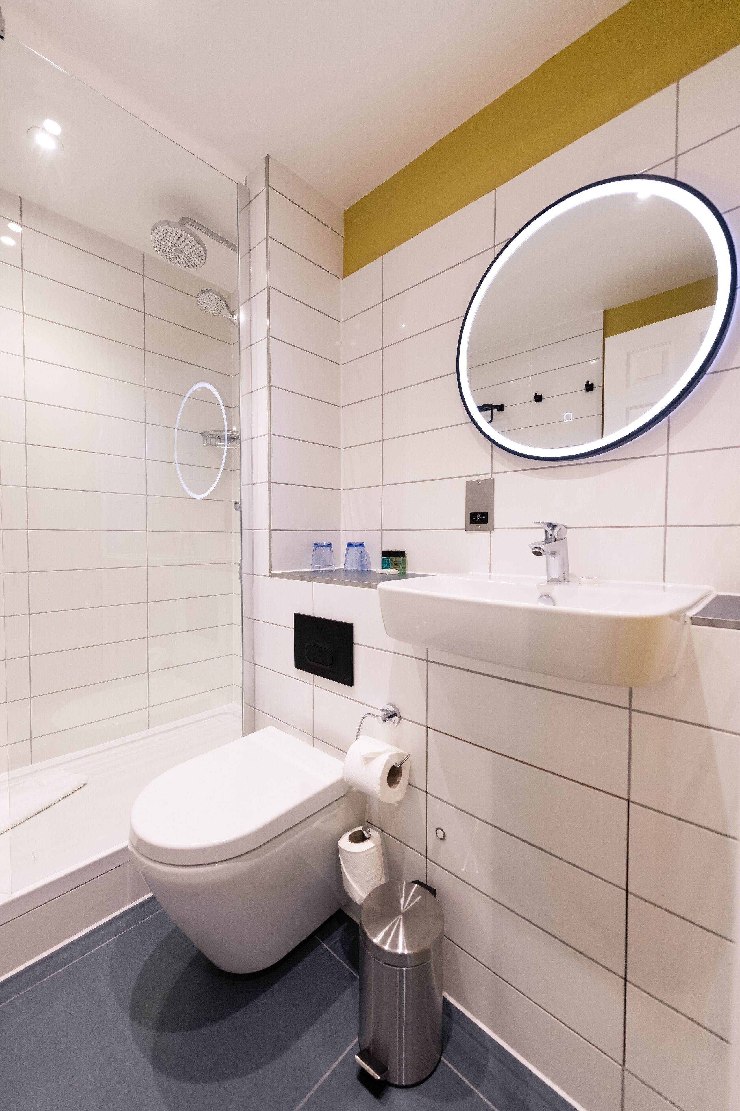 small double | bathroom | shower, rainfall showerhead, free toiletries, hair dryer
