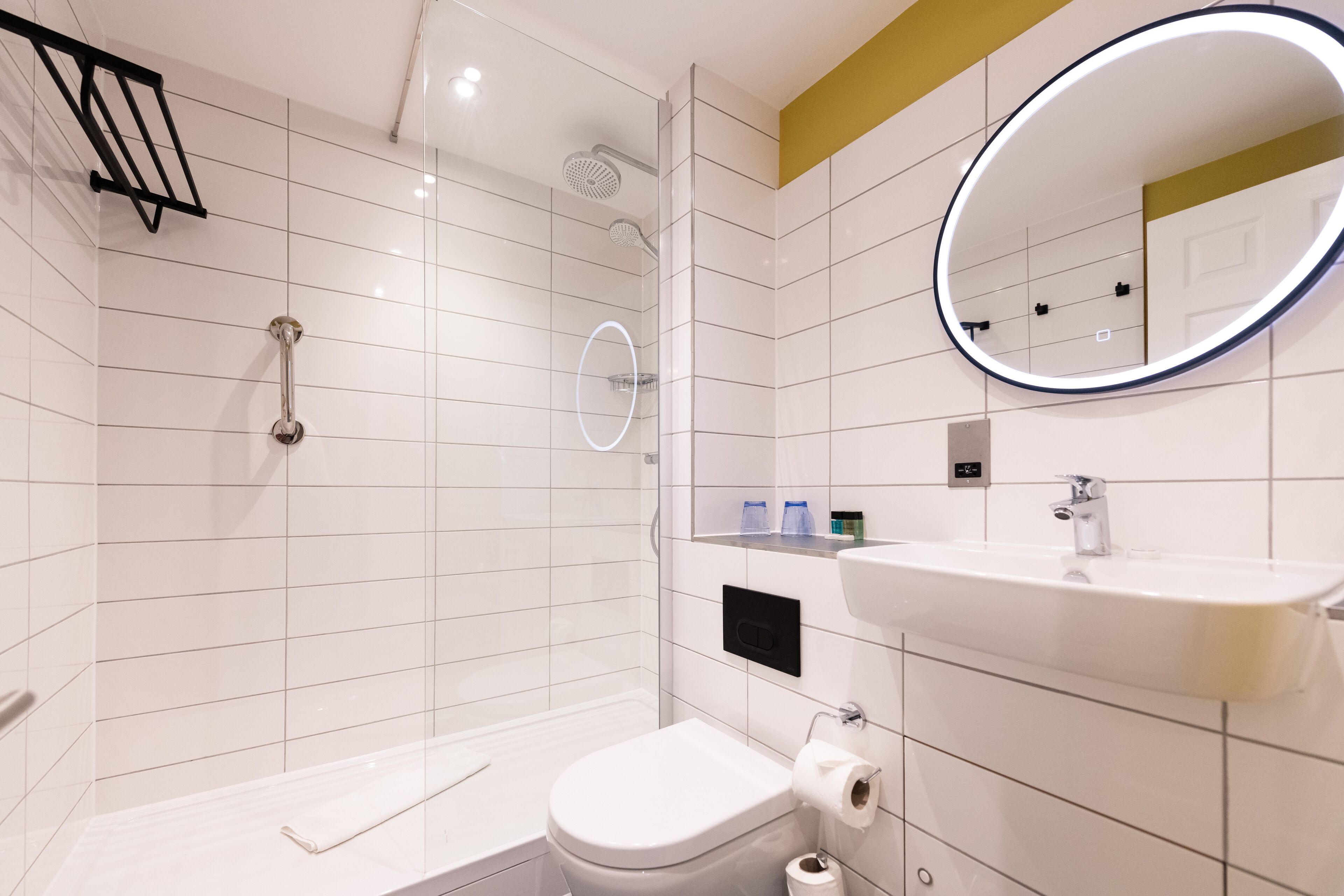small double | bathroom | shower, rainfall showerhead, free toiletries, hair dryer