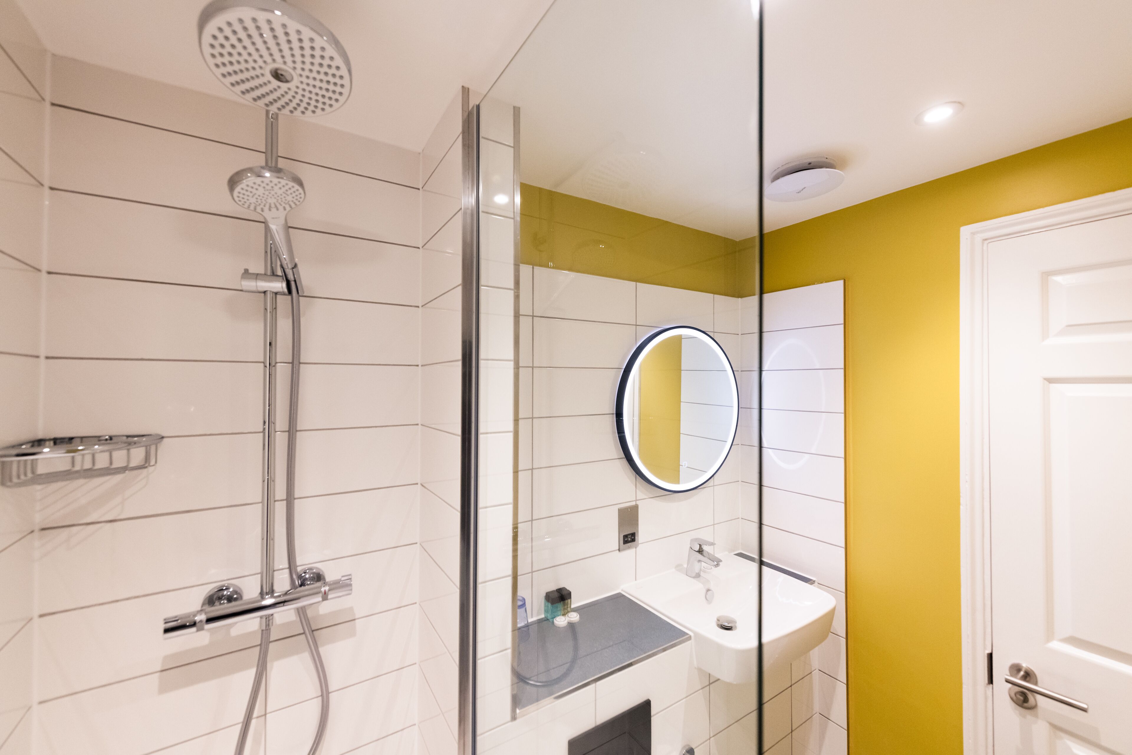 small double | bathroom | shower, rainfall showerhead, free toiletries, hair dryer