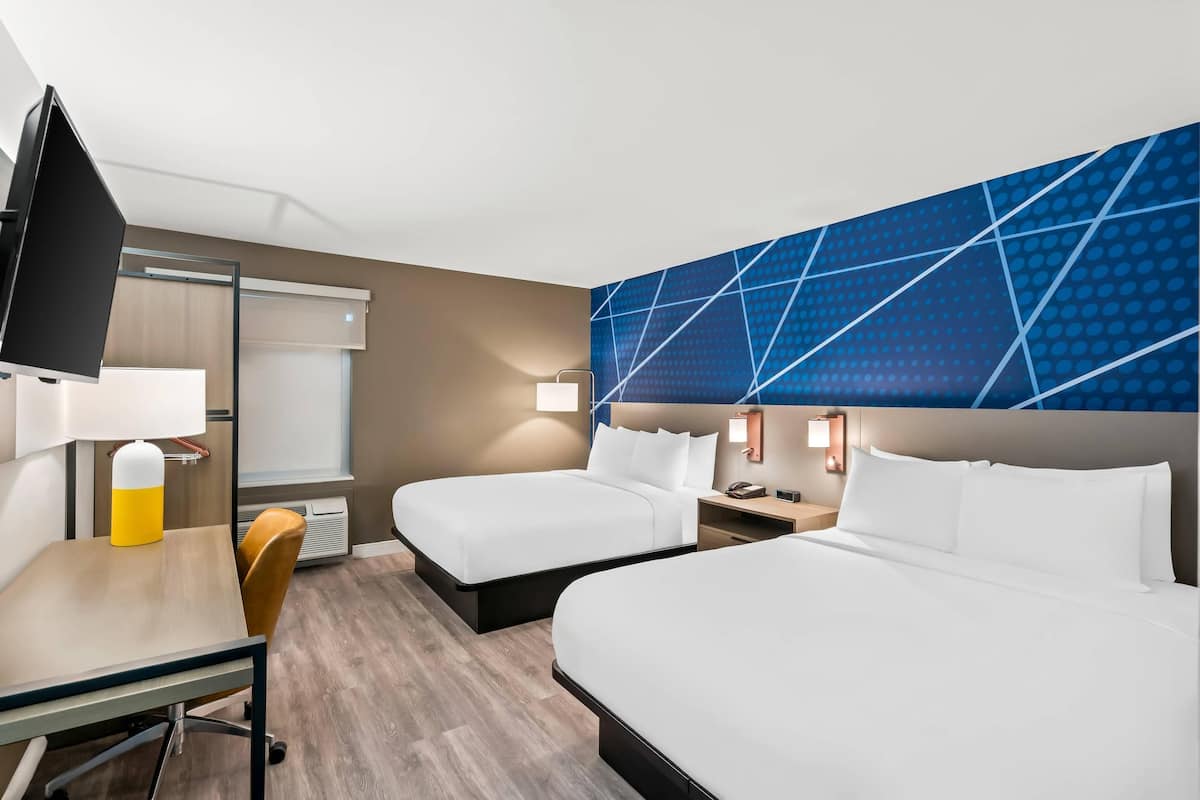 Room, 2 Queen Beds, Accessible, Non Smoking | Desk, blackout drapes, iron/ironing board, free cribs/infant beds