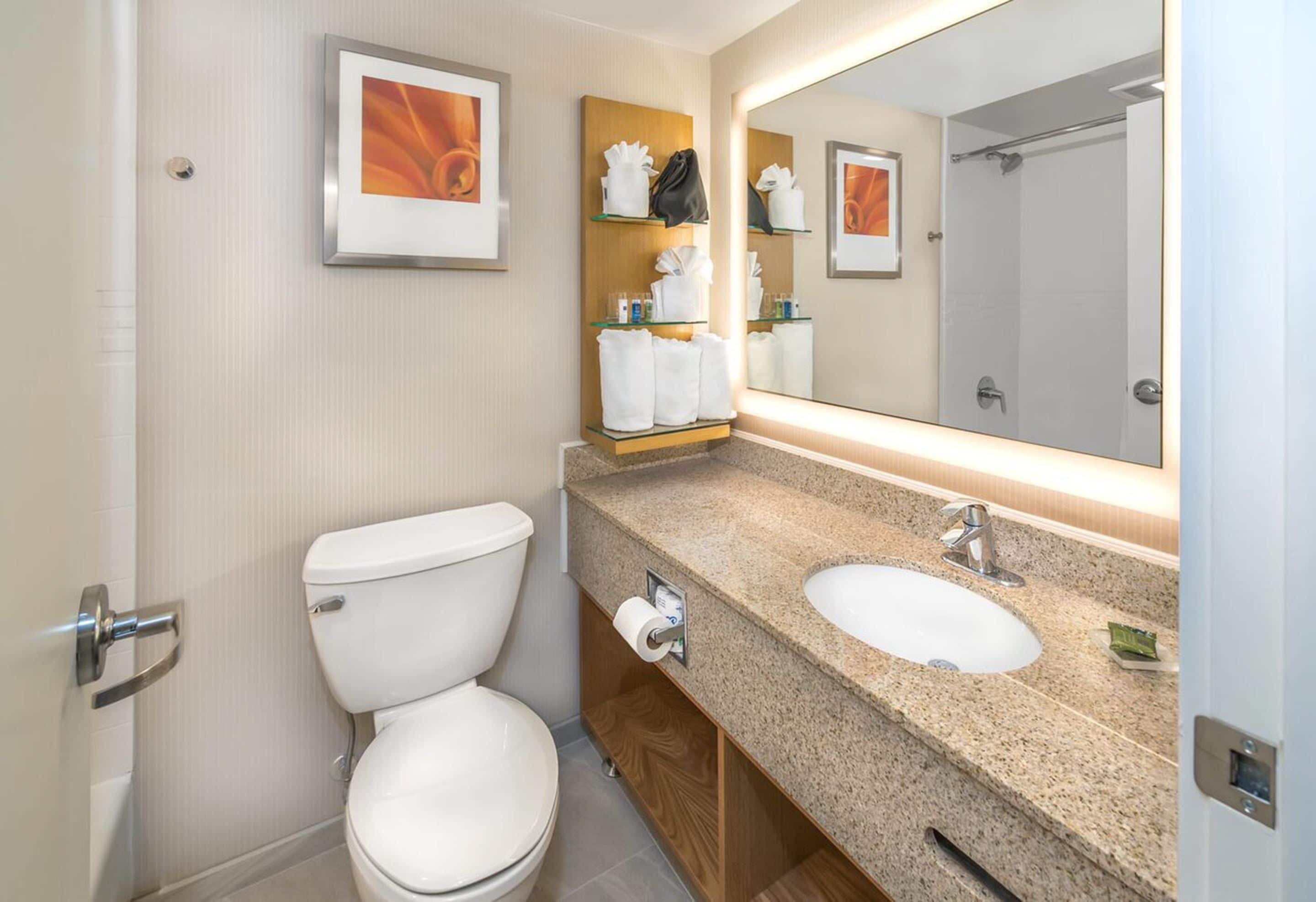 free toiletries, hair dryer, towels