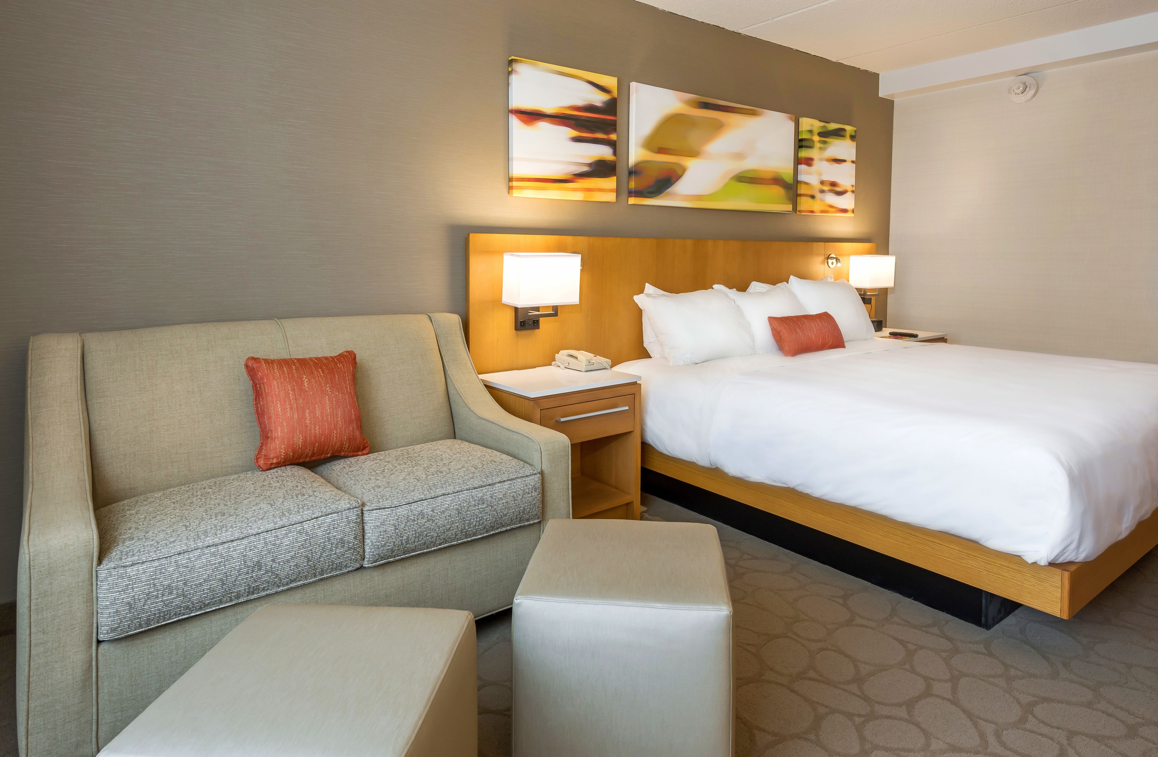 down duvets, pillow-top beds, in-room safe, desk