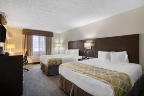 Individually furnished, desk, laptop workspace, blackout curtains