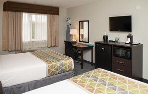 Individually furnished, desk, laptop workspace, blackout curtains