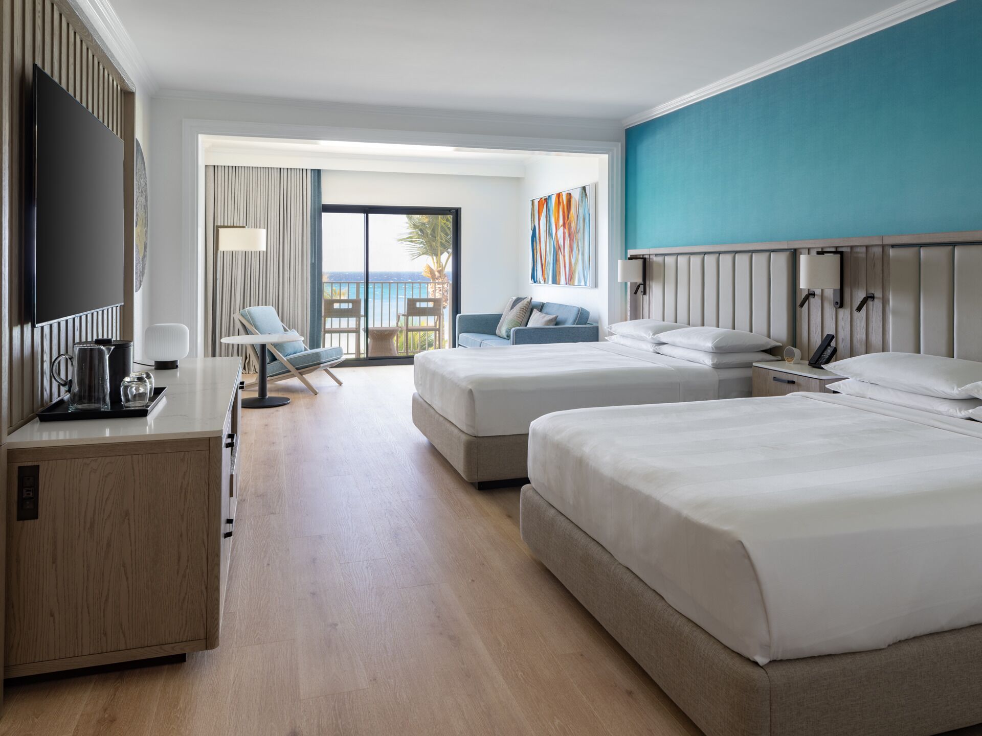 Junior Suite, Multiple Beds | Premium bedding, down comforters, pillowtop beds, in-room safe