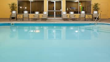 Indoor pool, open 7:00 AM to 10:00 AM, sun loungers