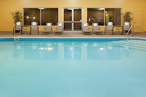 Indoor pool, open 7:00 AM to 10:00 AM, pool loungers