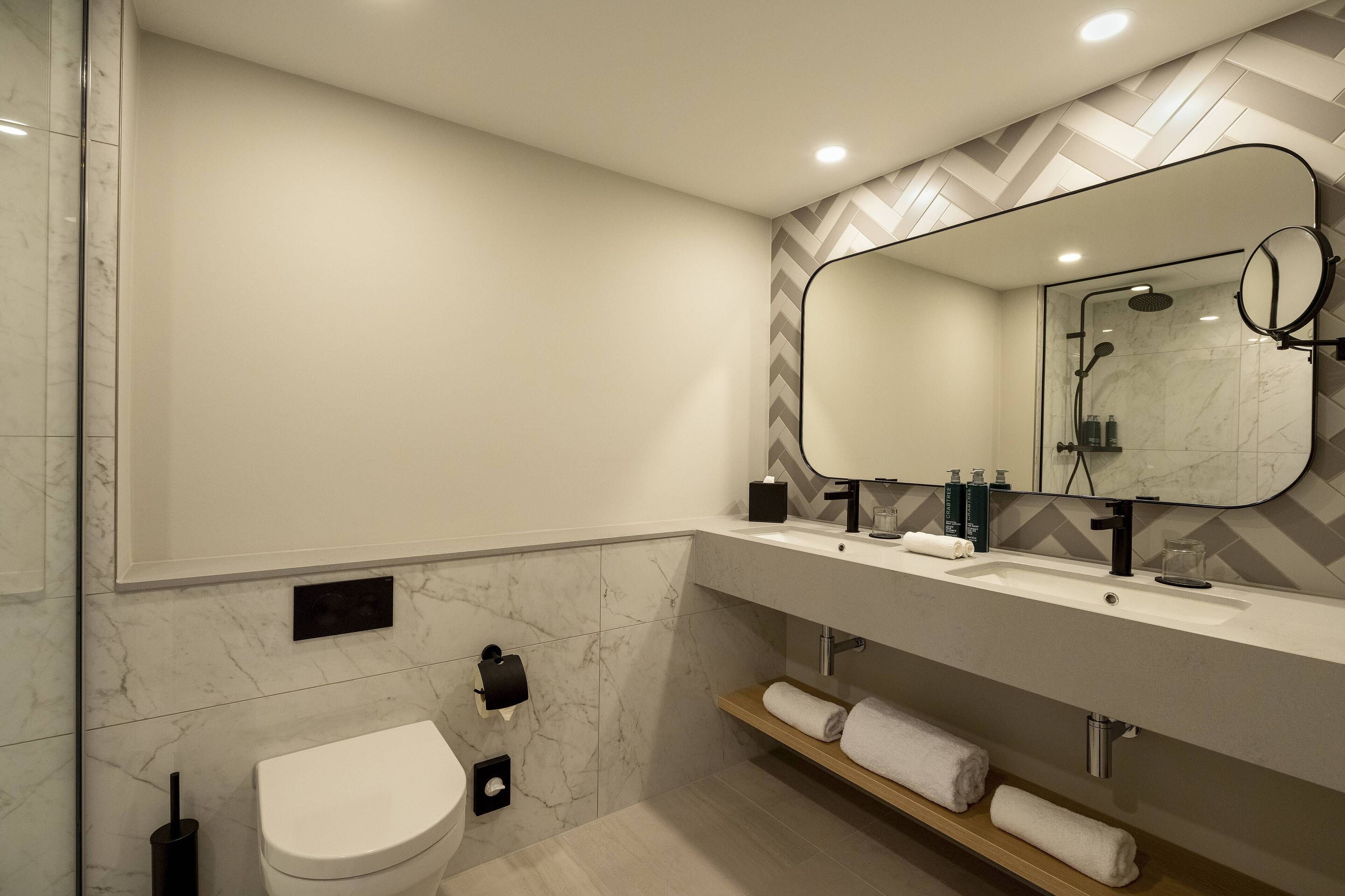 Shower, eco-friendly toiletries, hair dryer, bathrobes