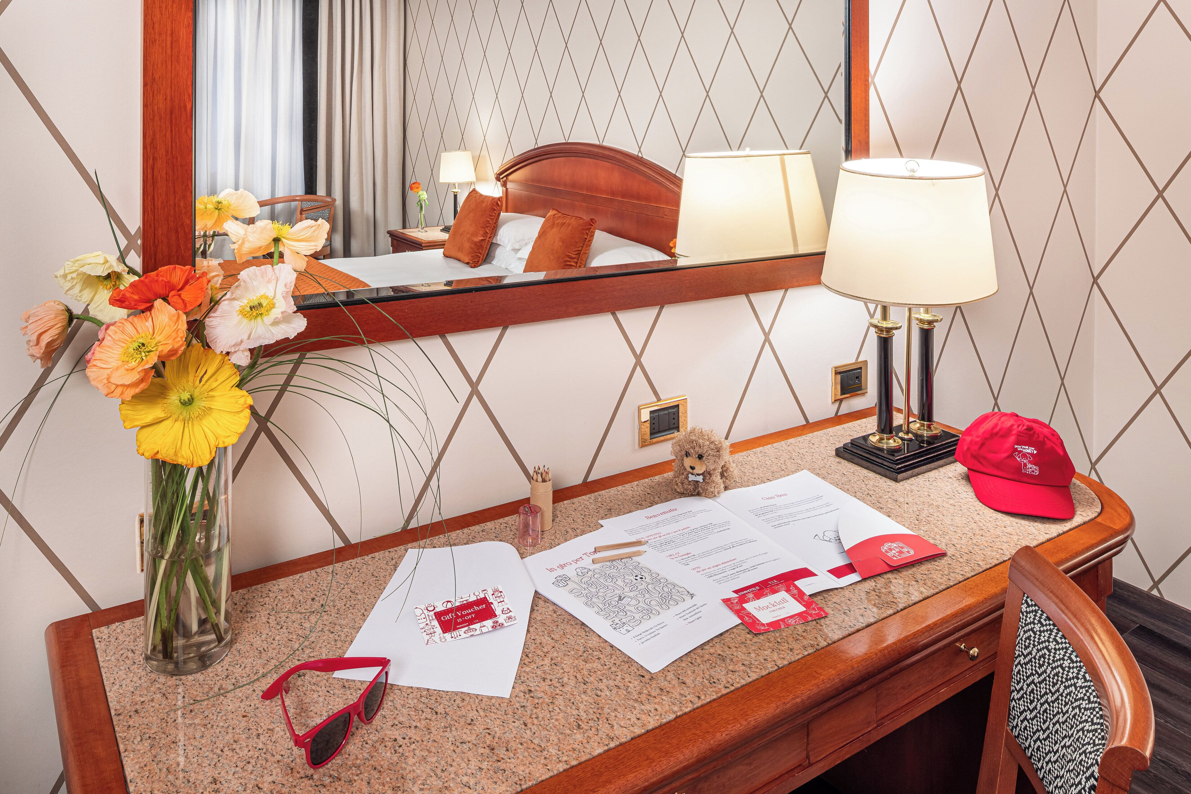 family room | premium bedding, minibar, in-room safe, desk
