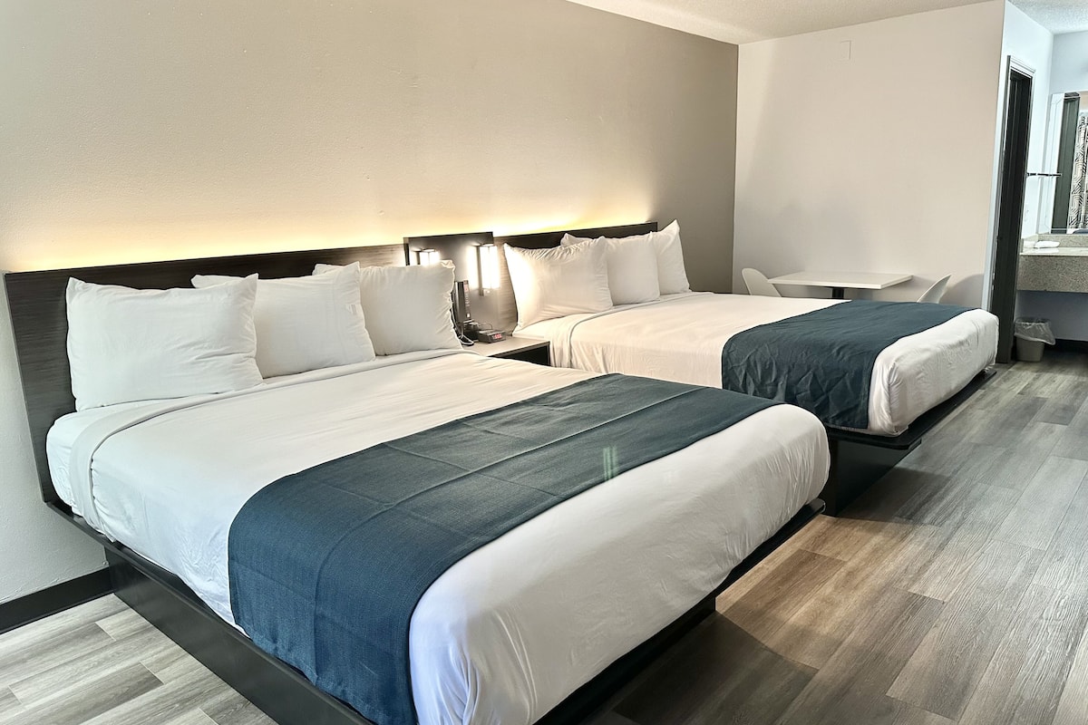 desk, blackout curtains, bed sheets, alarm clocks