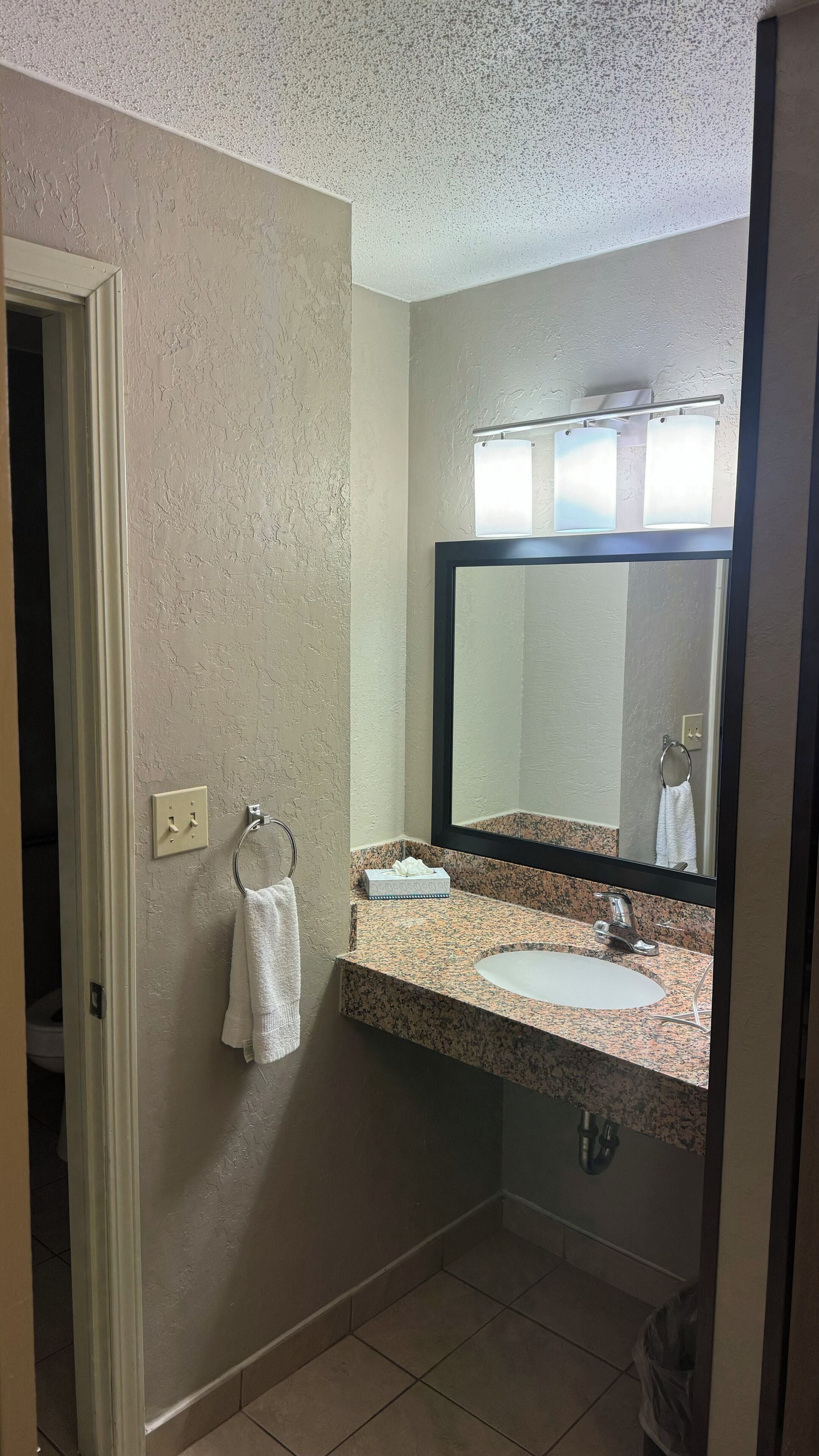room, 1 queen bed, accessible, non smoking (mobility, roll-in shower) | bathroom | combined shower/bathtub, free toiletries, hair dryer, towels