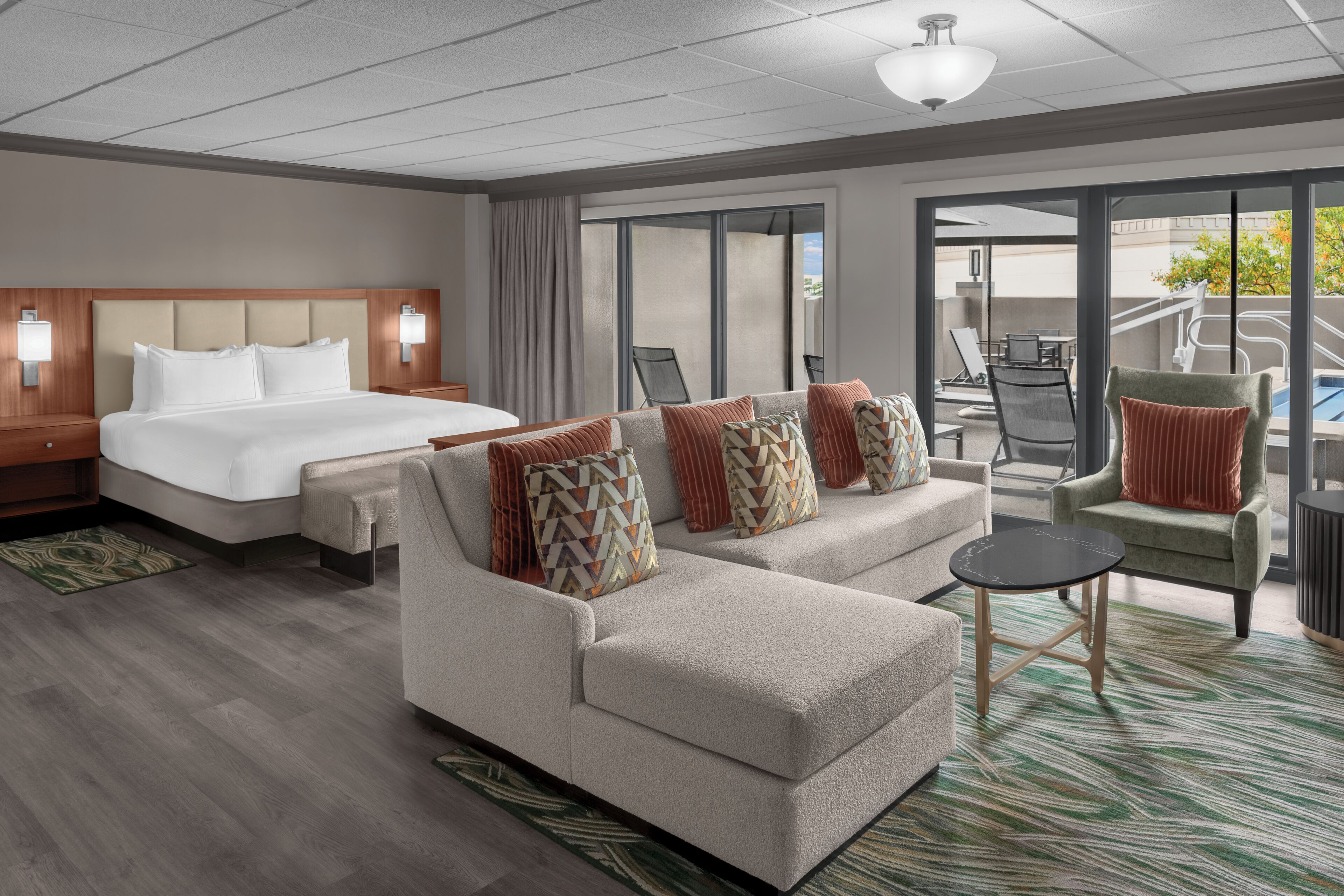 Junior Suite, 1 King Bed, Pool View (Oversized) | Hypo-allergenic bedding, in-room safe, desk, laptop workspace