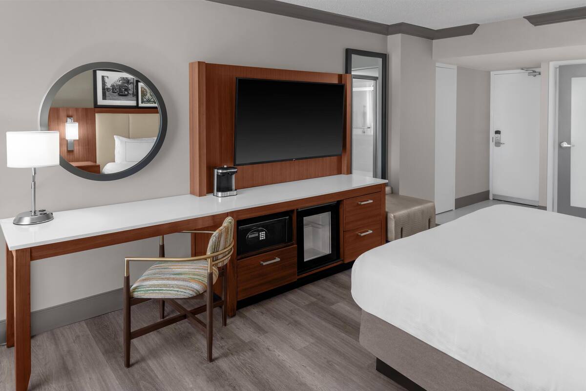 Hypo-allergenic bedding available, in-room safe, desk, laptop workspace
