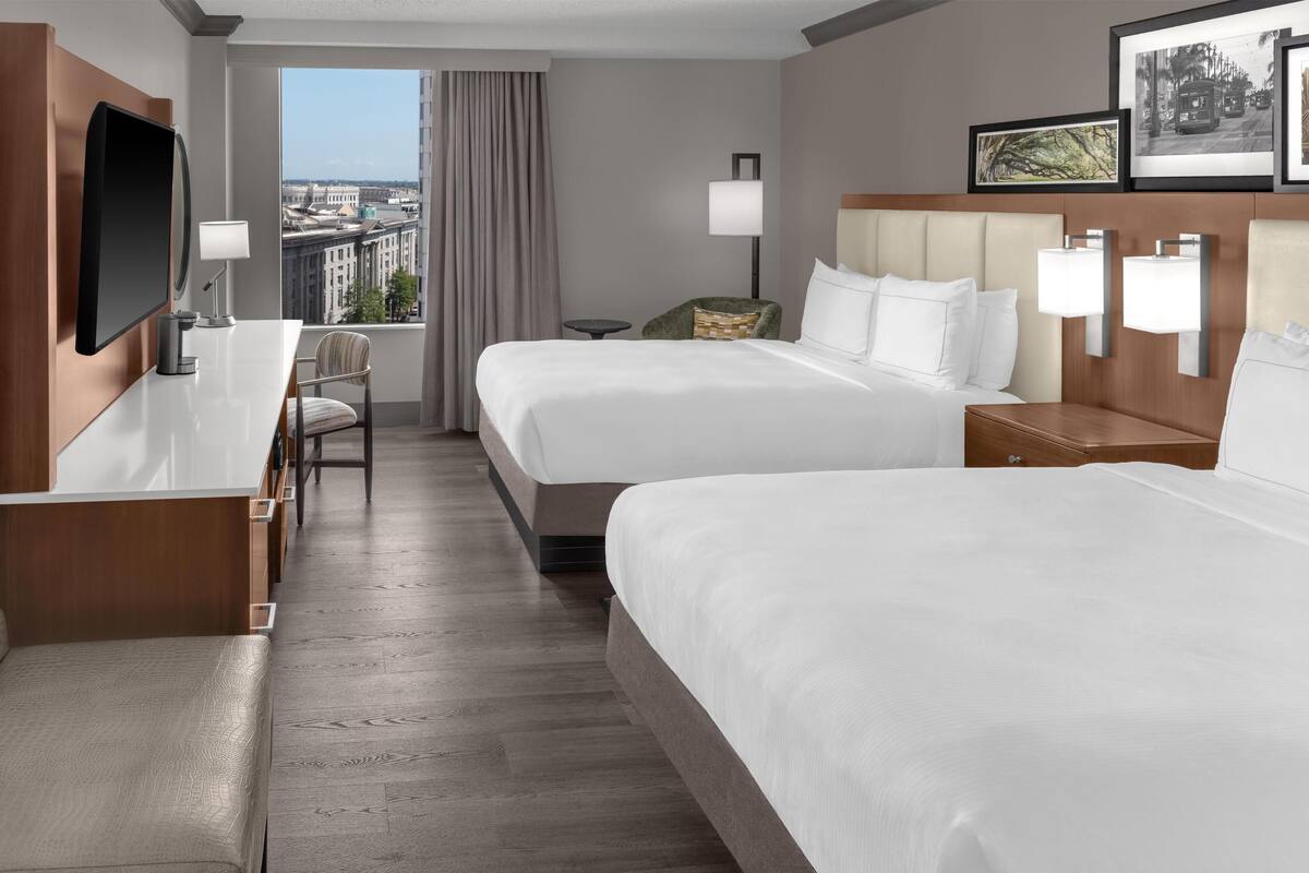 Deluxe Room, 2 Queen Beds | Hypo-allergenic bedding available, in-room safe, desk, laptop workspace