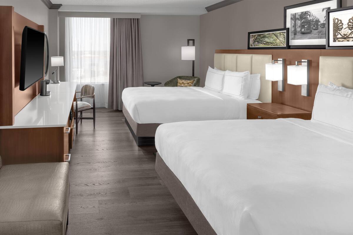 Hypo-allergenic bedding available, in-room safe, desk, laptop workspace