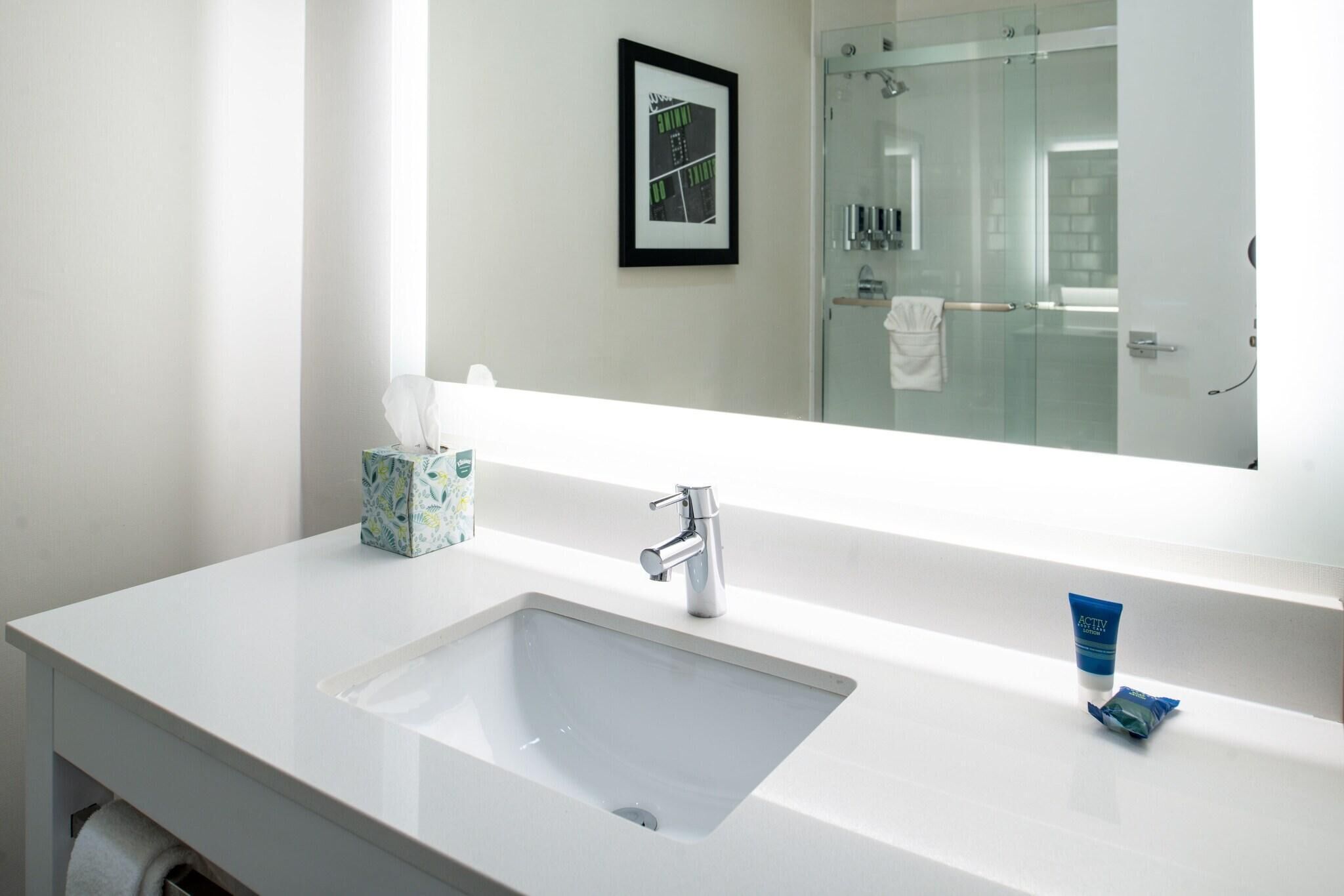 Bathroom | Combined shower/bathtub, free toiletries, hair dryer, towels