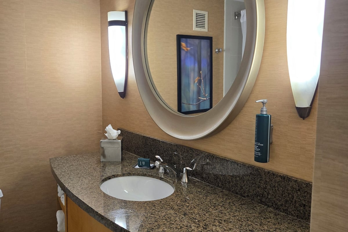 room, 1 king bed with sofa bed, non smoking | bathroom | shower, free toiletries, hair dryer, towels