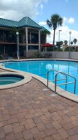 Outdoor pool, sun loungers