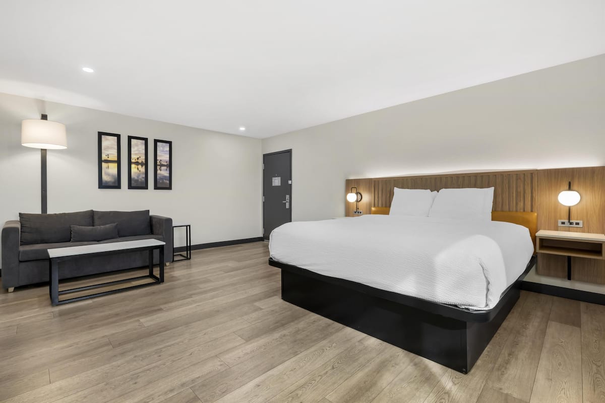 Standard Room, 1 King Bed, Non Smoking, Corner (with Single Sofabed;Larger Room) | Premium bedding, pillowtop beds, in-room safe, desk