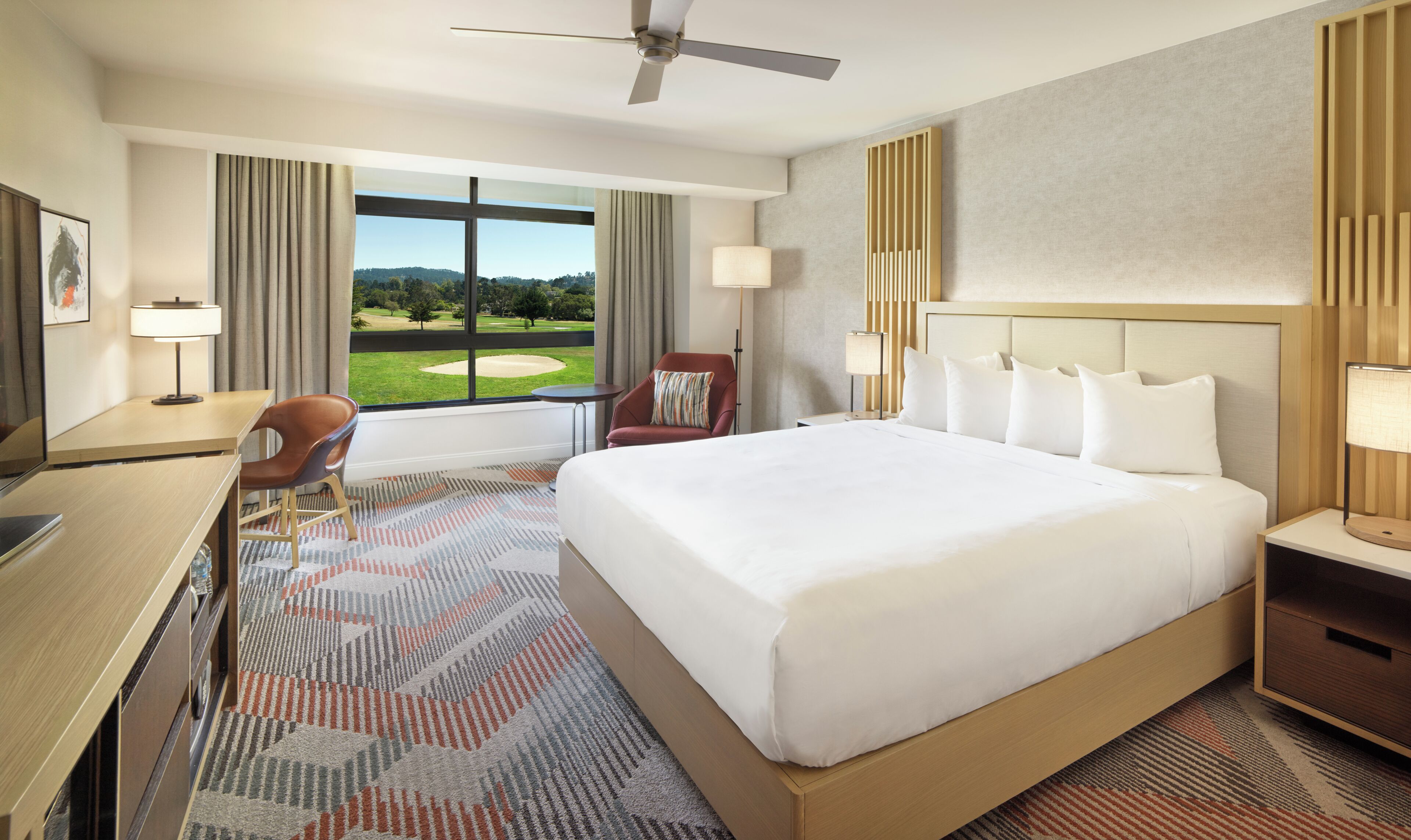 Room, 1 King Bed, Golf View | Premium bedding, down comforters, pillowtop beds, in-room safe