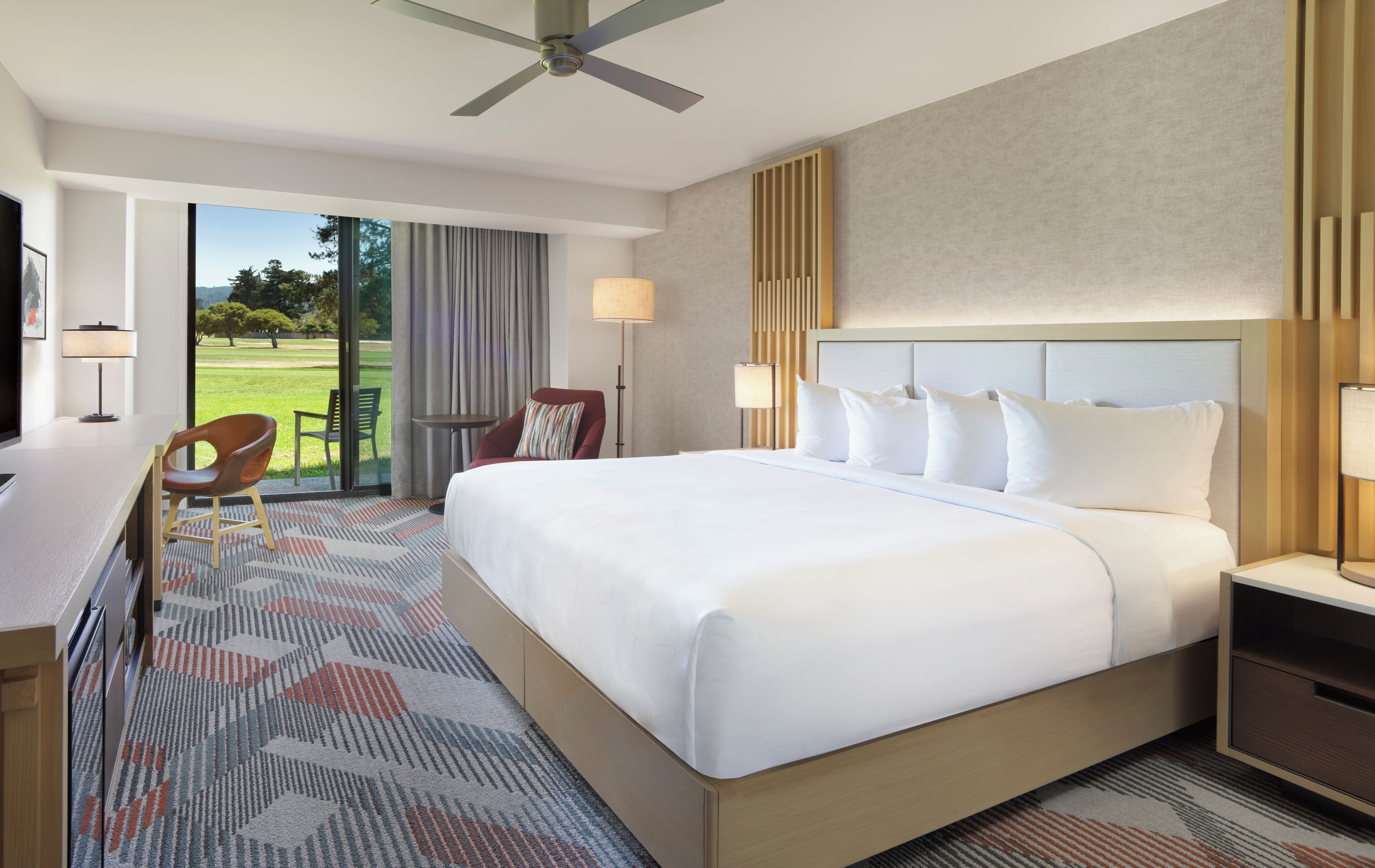 Room, 1 King Bed, Patio, Golf View | Premium bedding, down comforters, pillowtop beds, in-room safe
