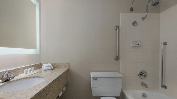 Une salle de bain avec un lavabo, des toilettes et une baignoire.
