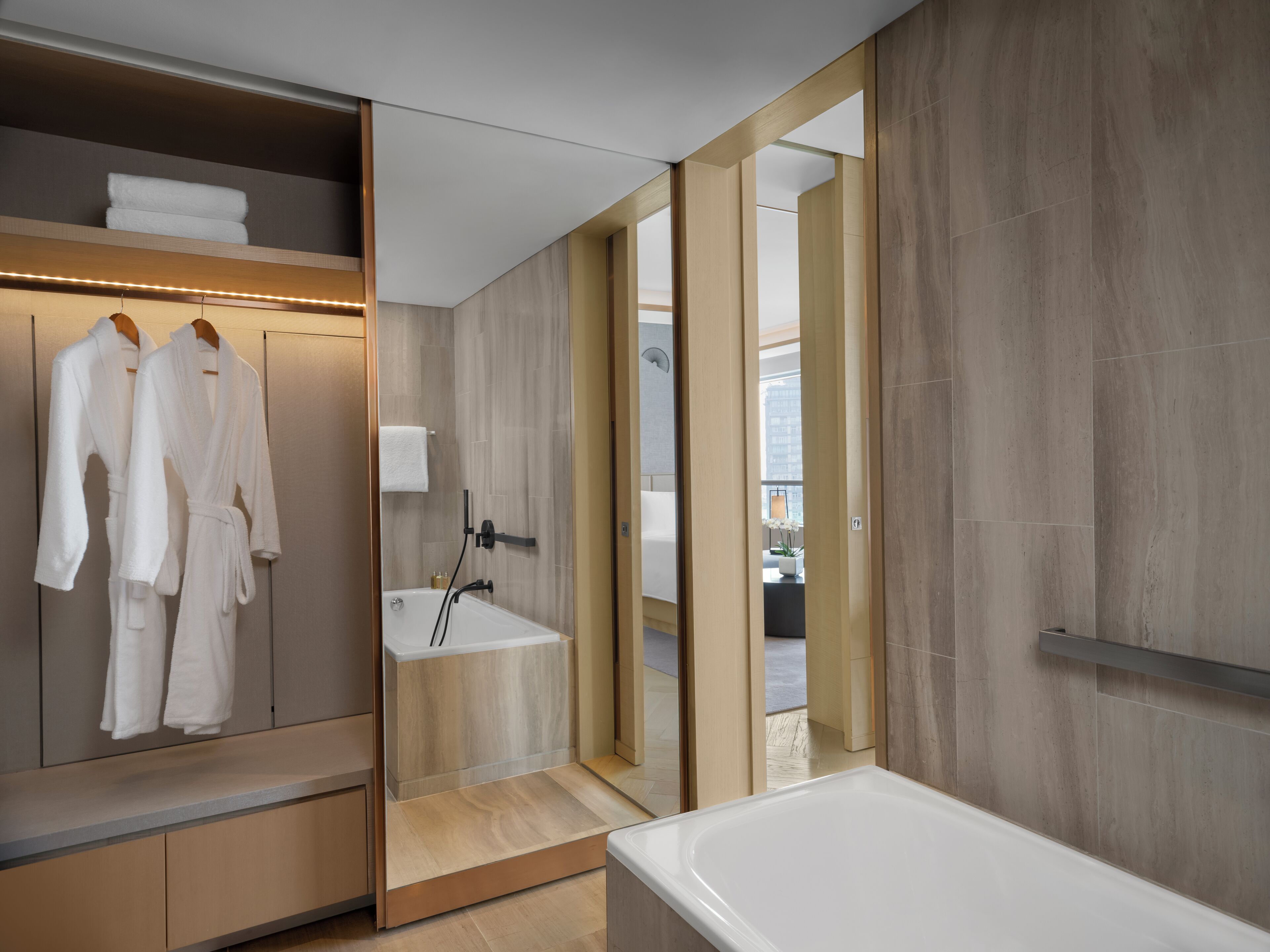 director suite king room | bathroom | shower, free toiletries, hair dryer, bathrobes