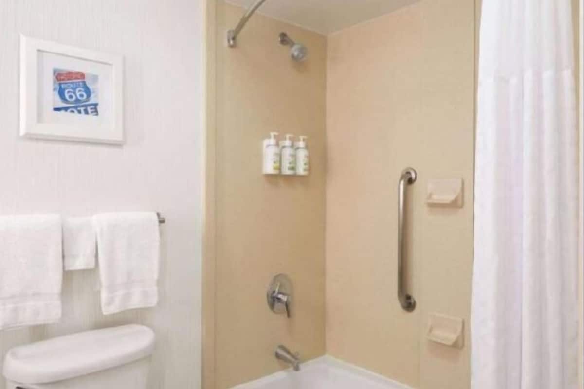 Bathroom | Combined shower/tub, hydromassage showerhead, free toiletries