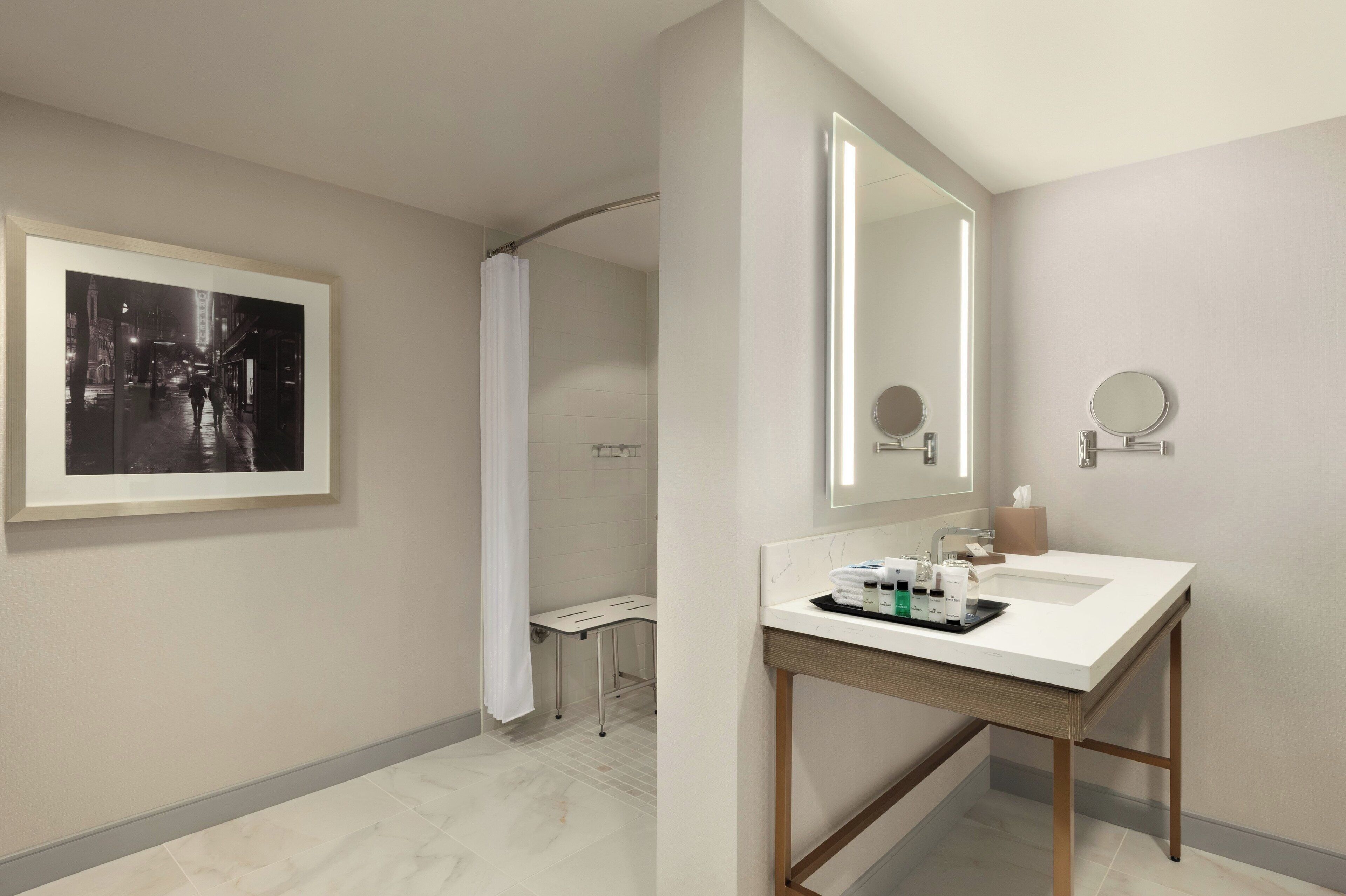 executive suite, 1 king bed with sofa bed | bathroom | combined shower/bathtub, free toiletries, hair dryer, towels