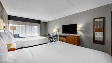 Premium bedding, desk, blackout drapes, iron/ironing board