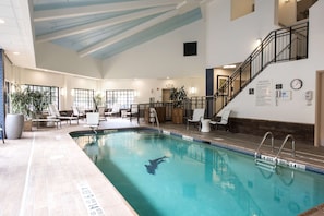 Indoor pool, open 6:00 AM to 10:00 PM, sun loungers