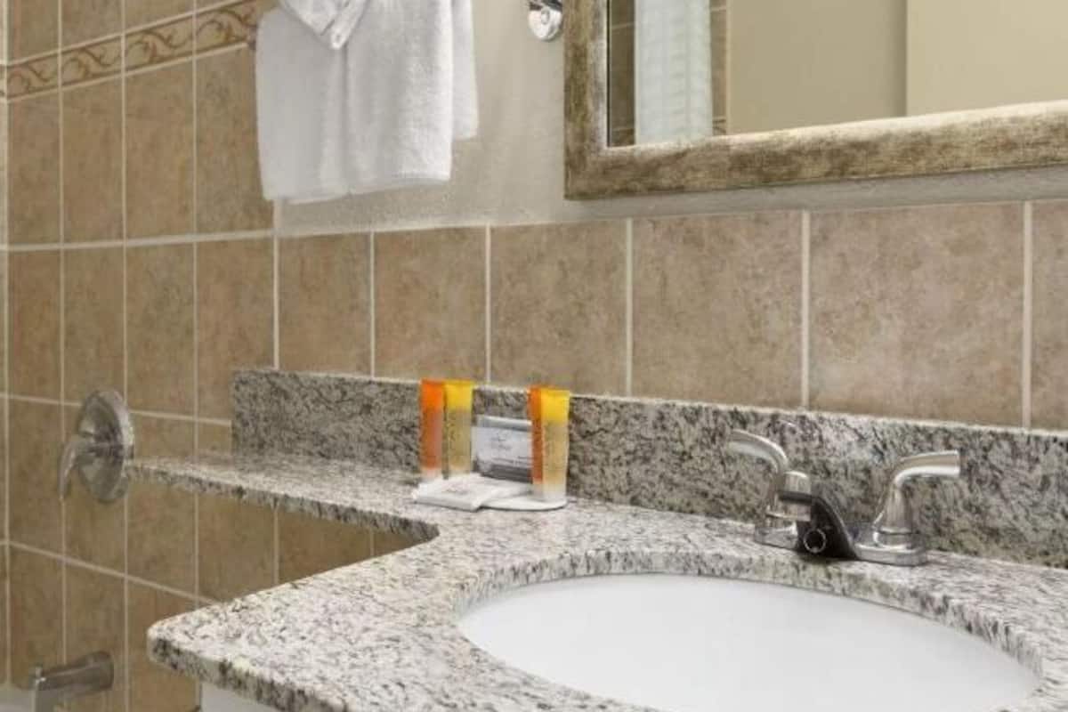 Bathroom | Combined shower/bathtub, free toiletries, hair dryer, towels