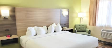 Room, 1 King Bed, Accessible, Non Smoking | Premium bedding, desk, iron/ironing board, free cots/infant beds