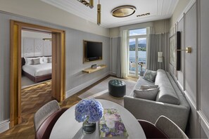 Suite, Balcony, Lake View | Living area | Flat-screen TV, pay films - Mandarin Oriental Palace, Luzern (Lucerne)