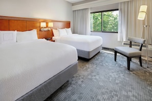 Premium bedding, desk, blackout drapes, iron/ironing board
