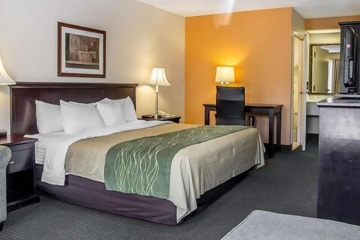 Blackout curtains, iron/ironing board, free WiFi, bed sheets