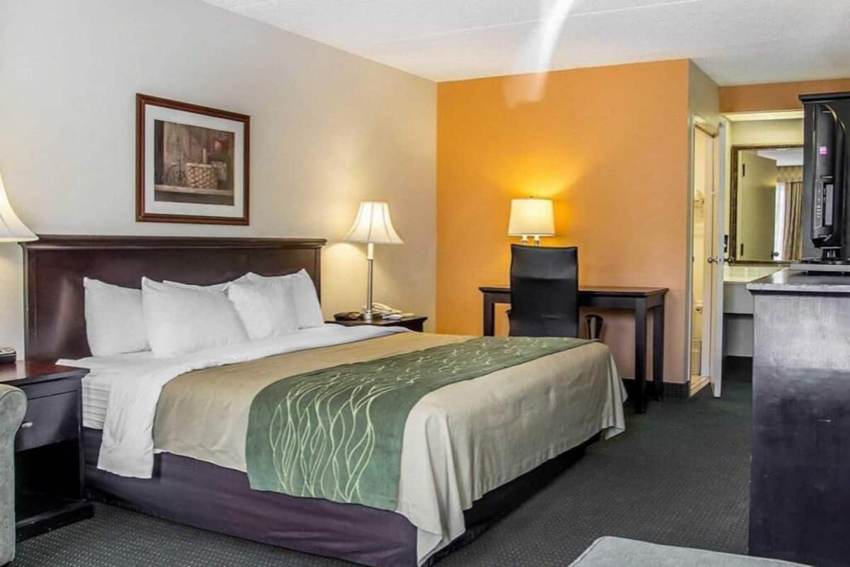 Blackout curtains, iron/ironing board, free WiFi, bed sheets